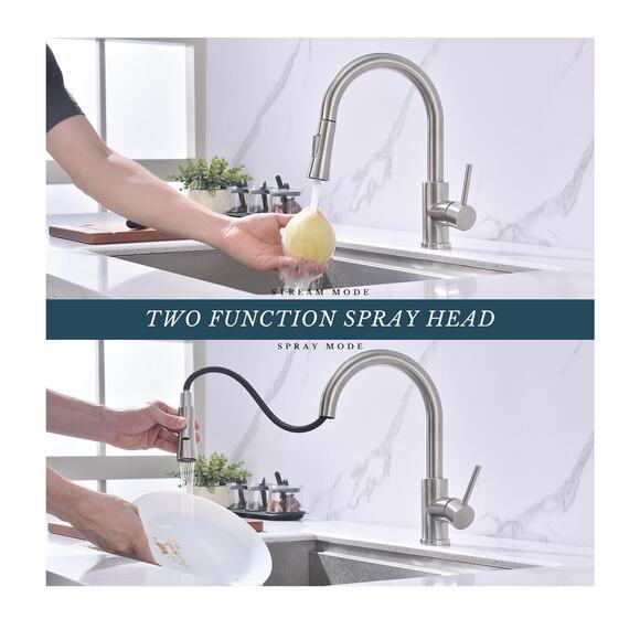 Best Kitchen Faucet with Pull Down Sprayer KF1-BN Stainless Steel High Brushed - Picture 8 of 8